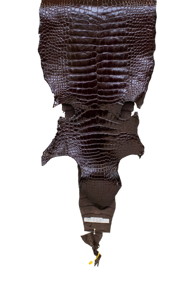 45 cm Grade 3/4 Chocolate Millennium Wild American Alligator Leather - Tag: LA22-0003225
