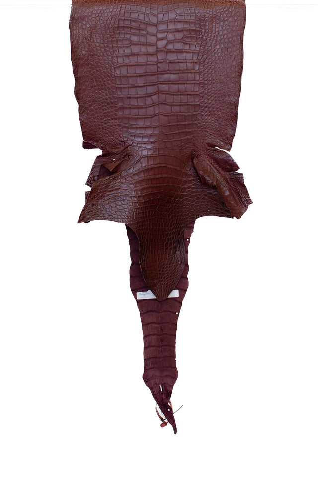 40 cm Grade 2/3 Bordeaux Matte Wild American Alligator Leather - Tag: LA18-0019705
