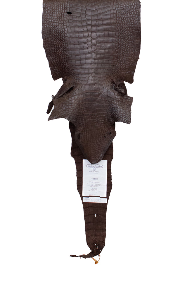 39 cm Grade 2/3 Chocolate Matte Wild American Alligator Leather - Tag: LA22-0021059