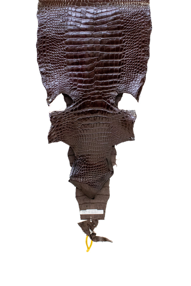 45 cm Grade 4/5 Chocolate Millennium Wild American Alligator Leather - Tag: LA22-0021563