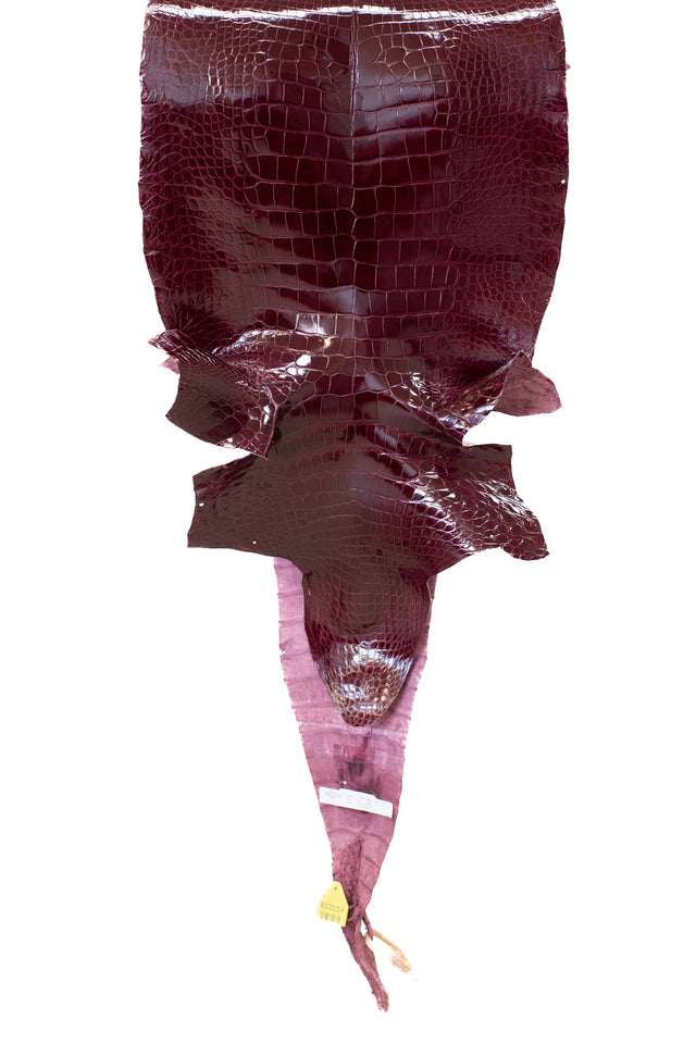 46 cm Grade 1/2 Rubino Glazed Wild American Alligator Leather - Tag: LA16-0026166