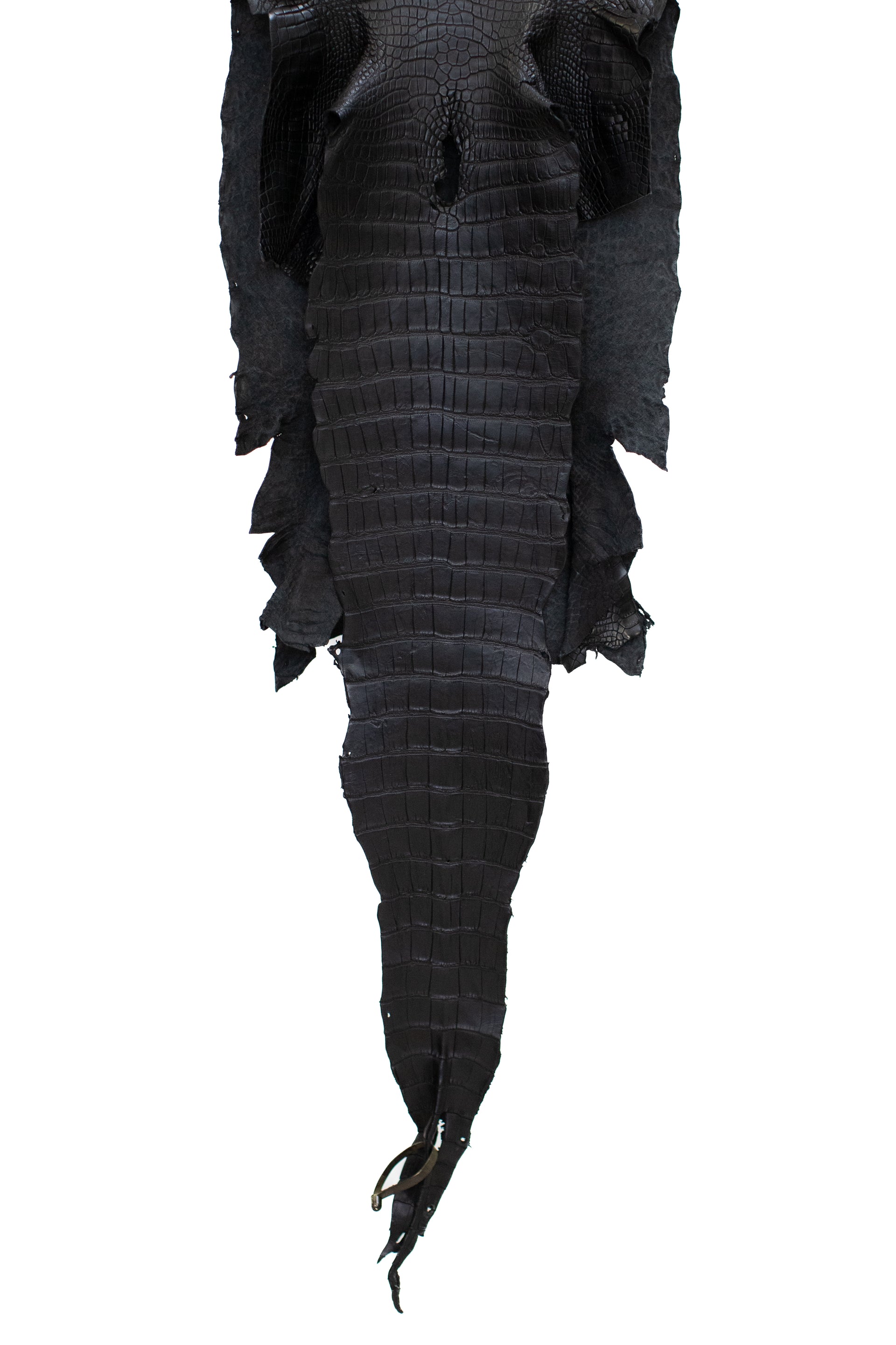 42 cm Grade 1/2 Black Matte Wild American Alligator Leather - Tag: LA16-0033100