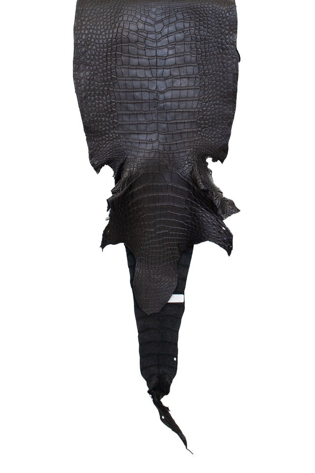 35 cm Grade 3/4 Black Matte Wild American Alligator Leather - Tag: LA21-0101436