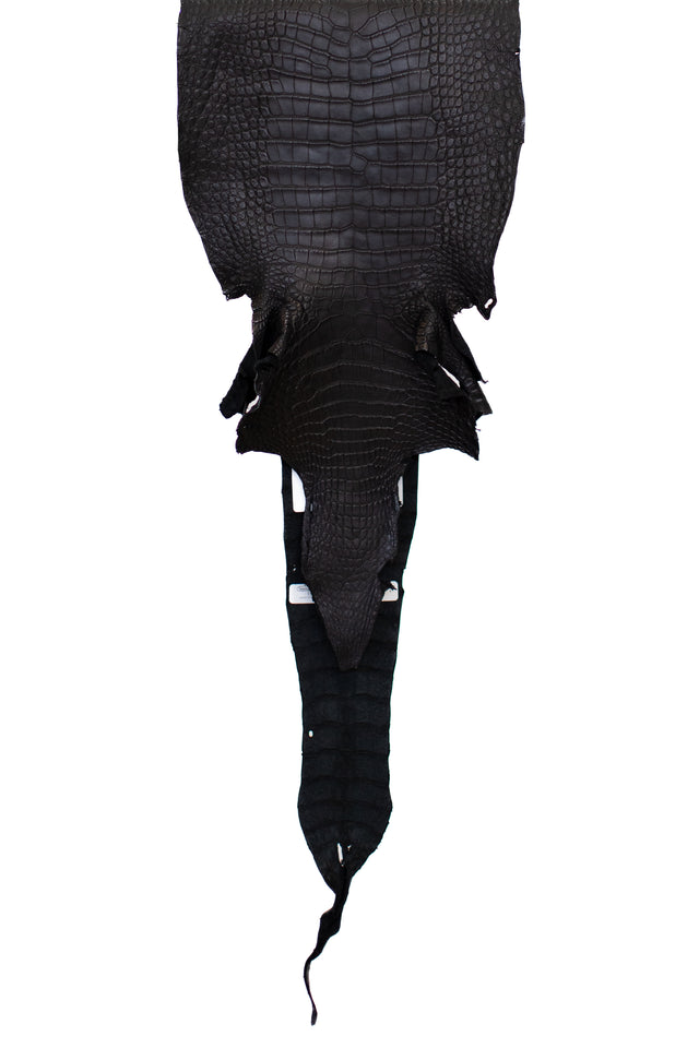 30 cm Grade 2/3 Black Matte Wild American Alligator Leather - Tag: LA21-0101512