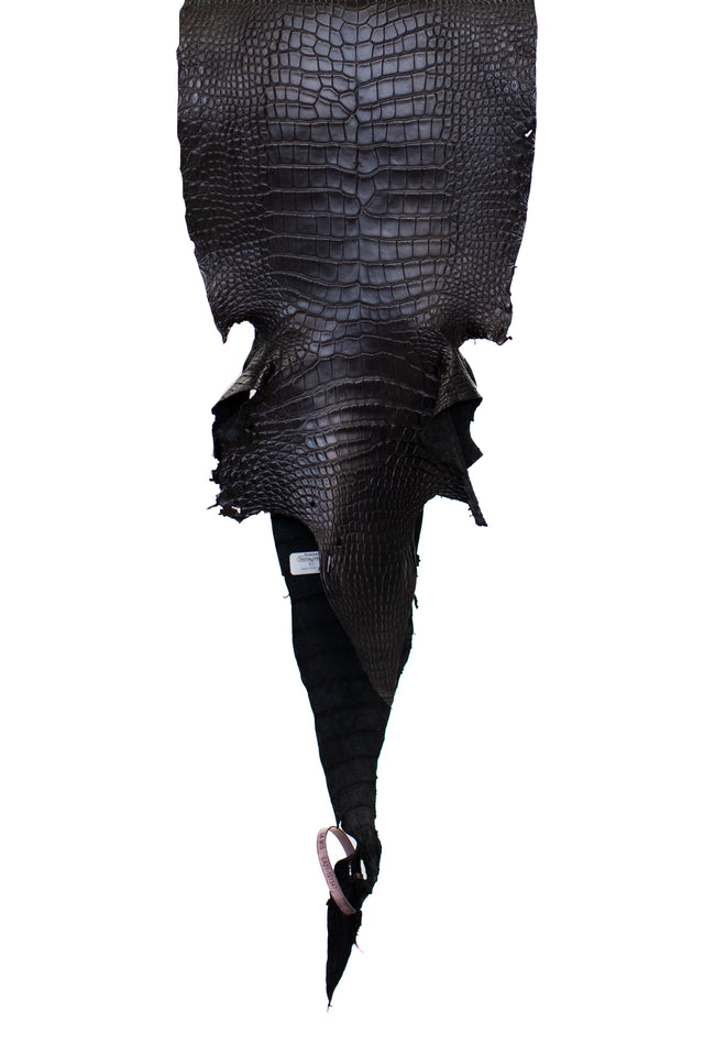 27 cm Grade 1/2 Black Matte Wild American Alligator Leather - Tag: LA21-0101547