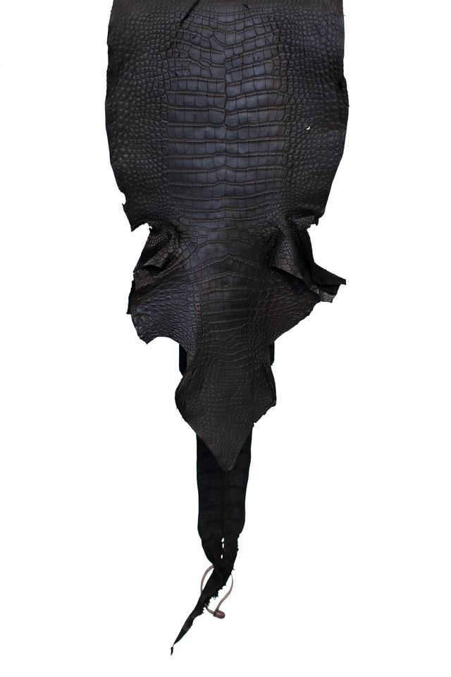 30 cm Grade 3/4 Black Matte Wild American Alligator Leather - Tag: LA21-0101549