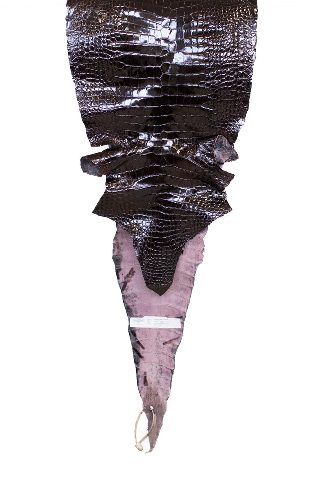 33 cm Grade 1/2 Black Cherry Glazed Farm American Alligator Leather - Tag: LA17-0274603