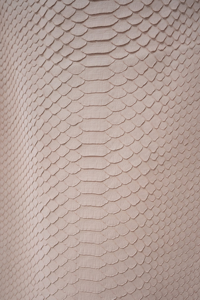 Blush Pink Back Cut Matte Finish Burmese Python Leather