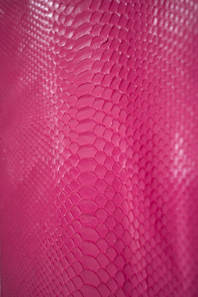 Hot Pink Glazed Python Back Cut Burmese Python Leather