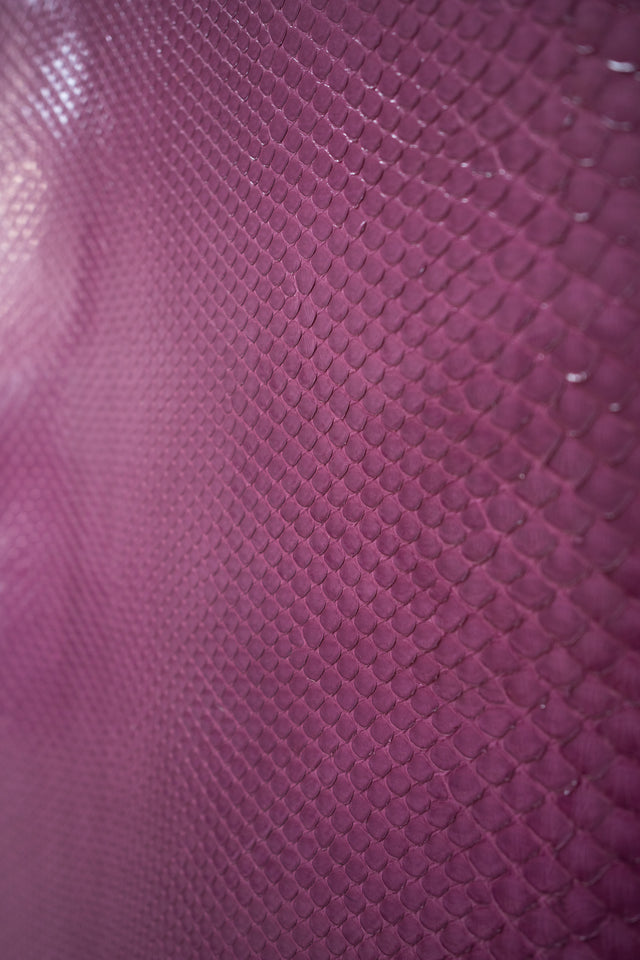 Mauve Pink Glazed Frontcut Burmese Python Leather
