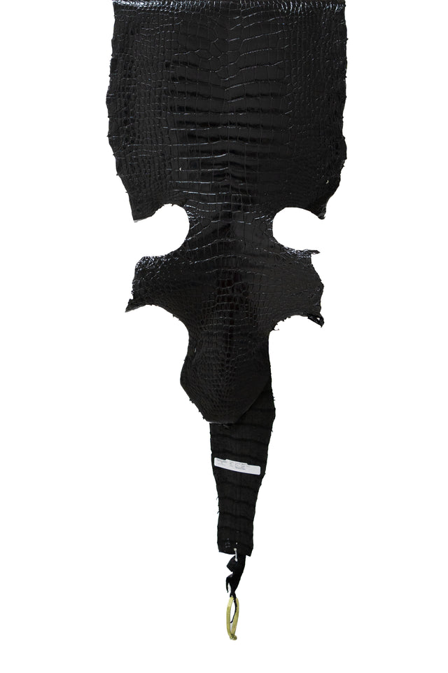 45 cm Grade 3/4 Black Millennium Wild American Alligator Leather - Tag: LA22-0003849