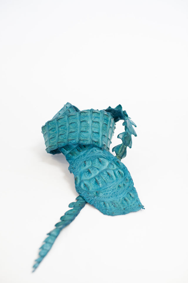 90-99 cm Grade 1 Crystal Blue Matte Nile Crocodile Backstrap Leather