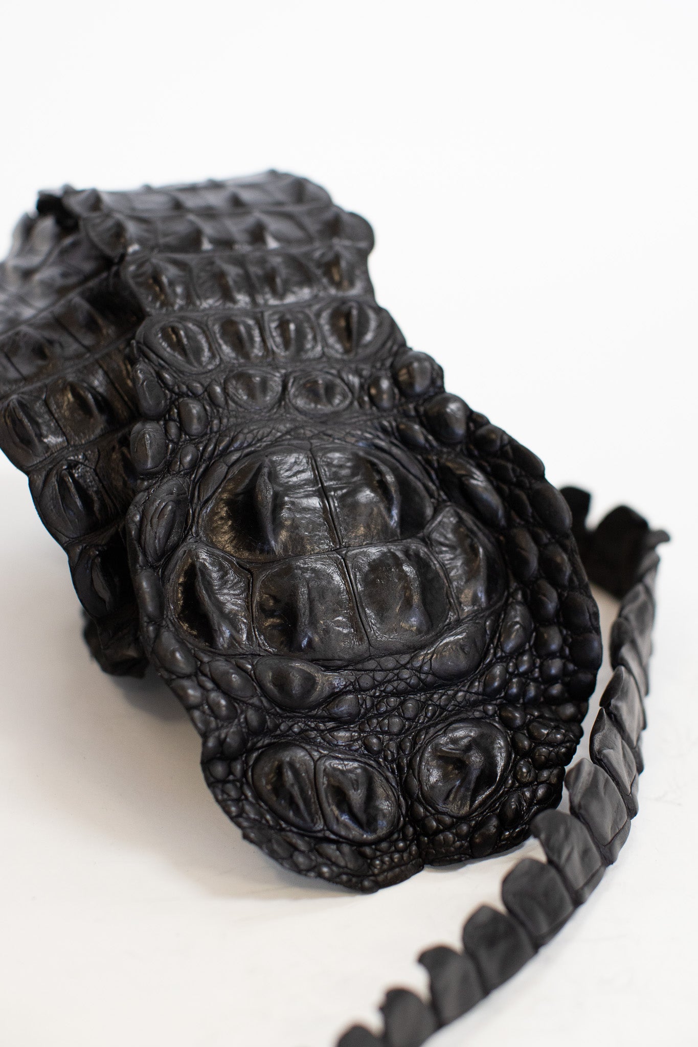 100-109 cm Grade 1 Black Matte Nile Crocodile Backstrap Leather