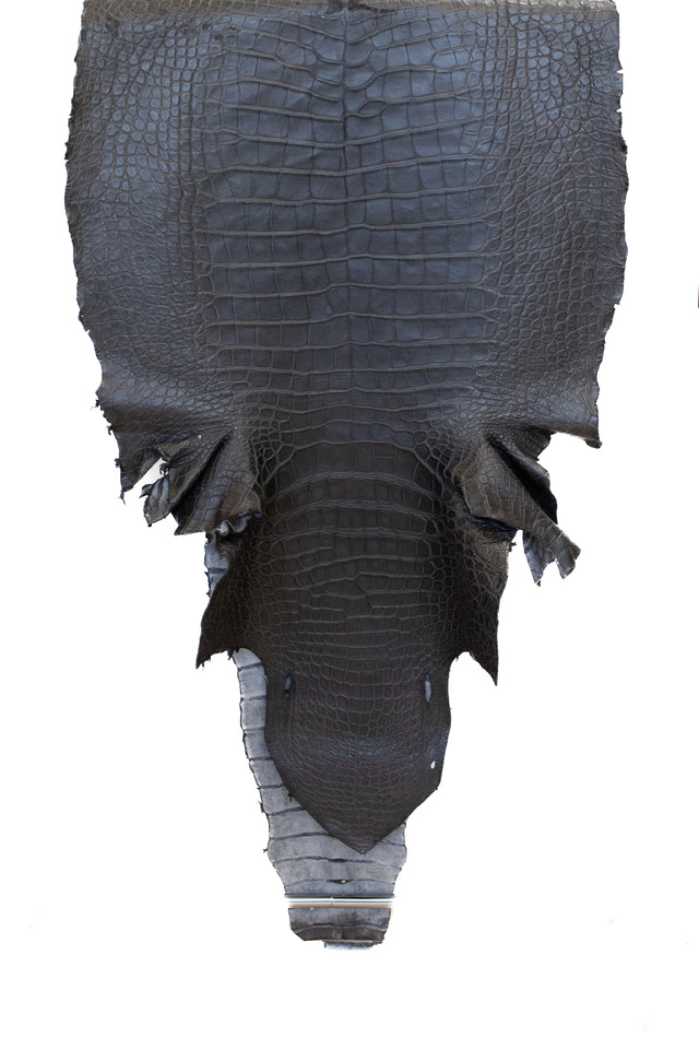88 cm Grade 2/3 Anthracite Matte Wild American Alligator Leather - Tag: LA15-0051075
