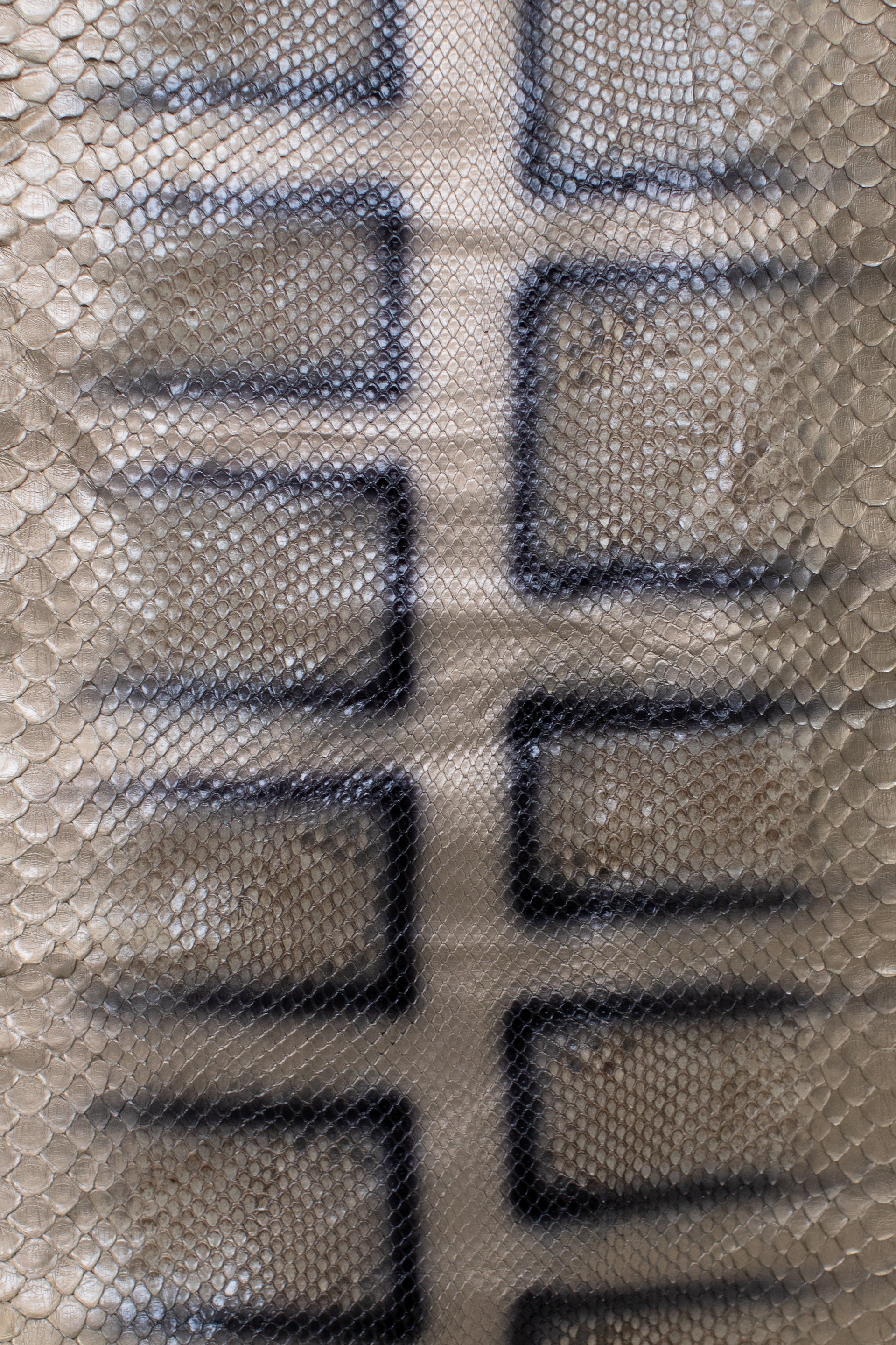 2.77 Meter Python Leather Square Metallic Pattern Front Cut