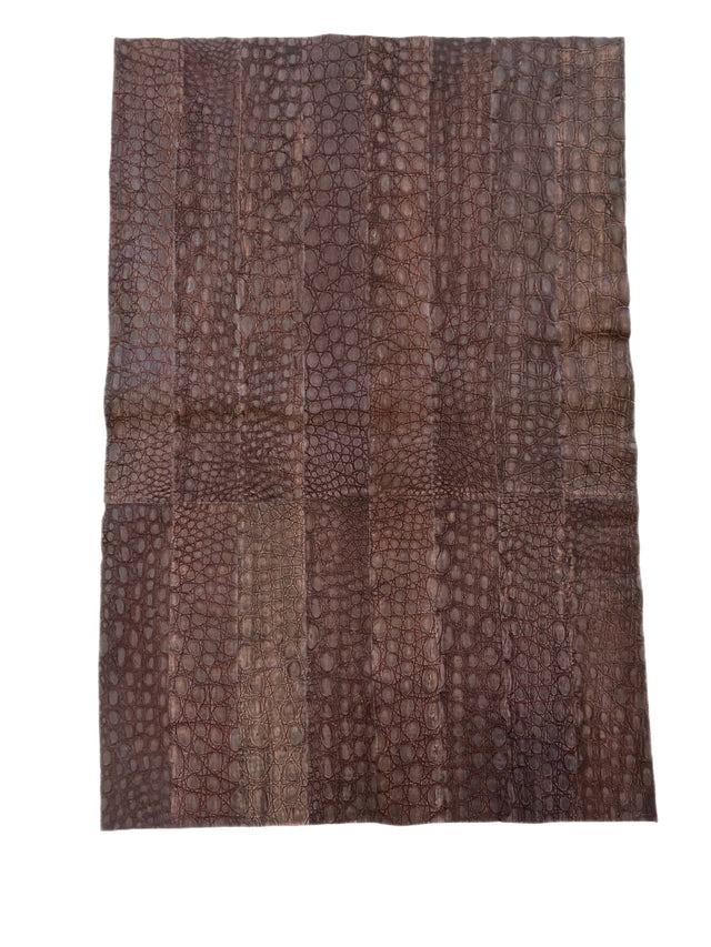 80 X 50 Cm Dark Brown Nubuck Crocodile Leather Panel