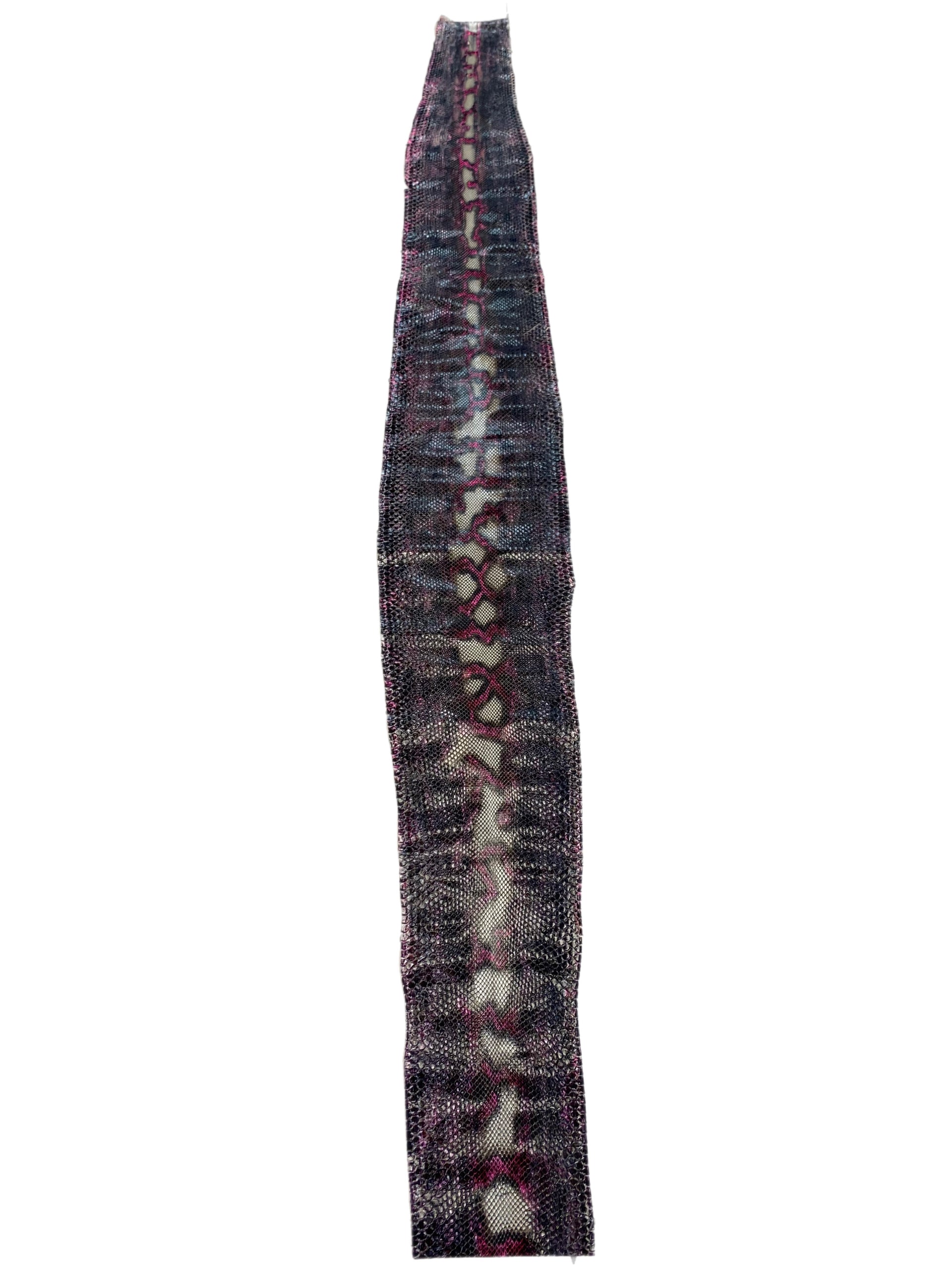 2.24 M Front Cut Black/Purple/Pink Hand Painted Glazed Python Leather  With Markings