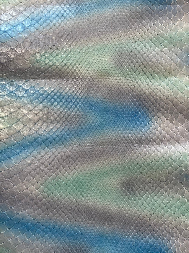 1.6 Meter Front Cut Silver/Blue/Green Python Leather